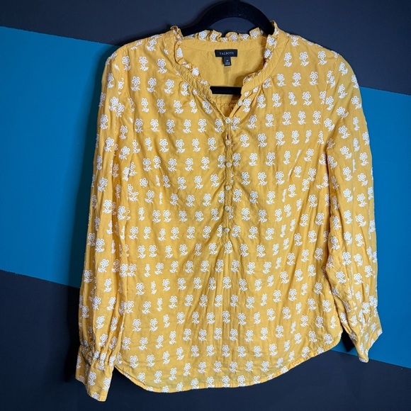 Talbots Yellow Ruched Long Sleeve Blouse - Picture 3 of 11